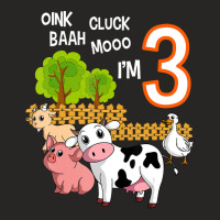 Oink Cluck Baah Mooo I'm 3 Farm Animal 3rd Birthda Ladies Fitted T-shirt | Artistshot