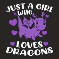 Just A Girl Who Loves Dragons Purple Cute Dragon L Ladies Fitted T-shirt | Artistshot