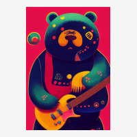 Heavy Metal Bear With Guitar Midjourney Adjustable Cap | Artistshot