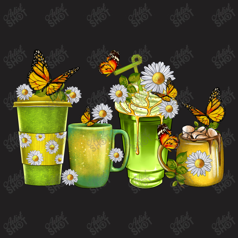 Daisy Coffee Cups With Butterfly T-shirt | Artistshot