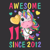 Cute Unicorn Awesome 11th Birthday Since 2012 Trav Vintage Hoodie | Artistshot