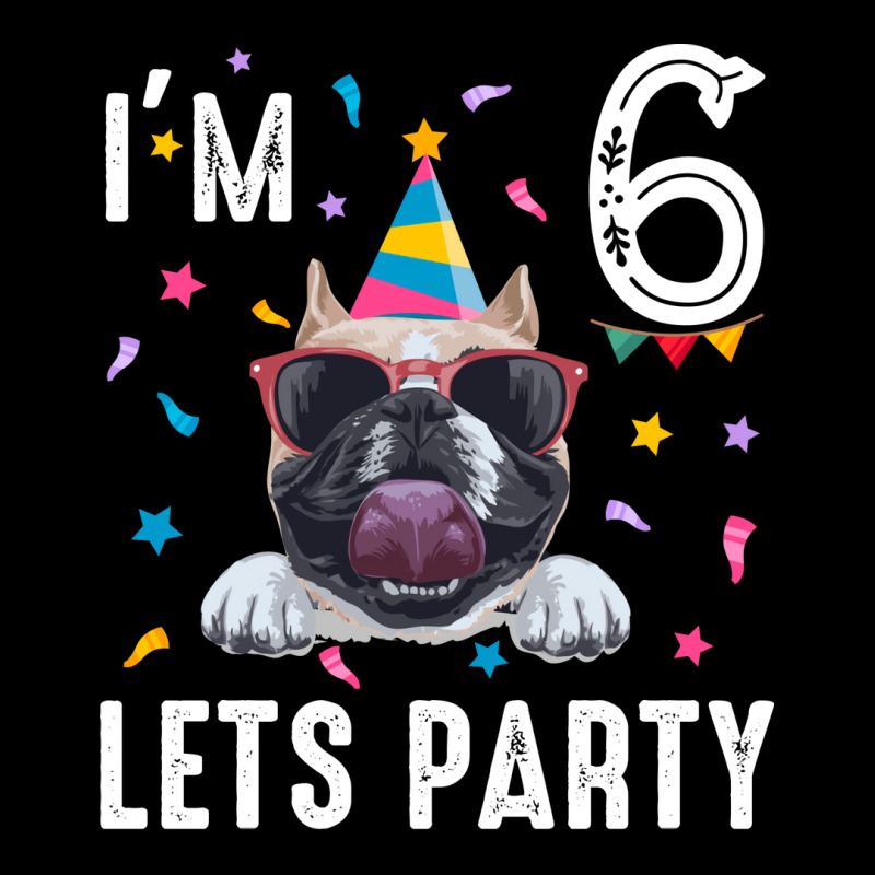 Lets Party 6th Birthday With French Bulldog Aesthe Fleece Short | Artistshot