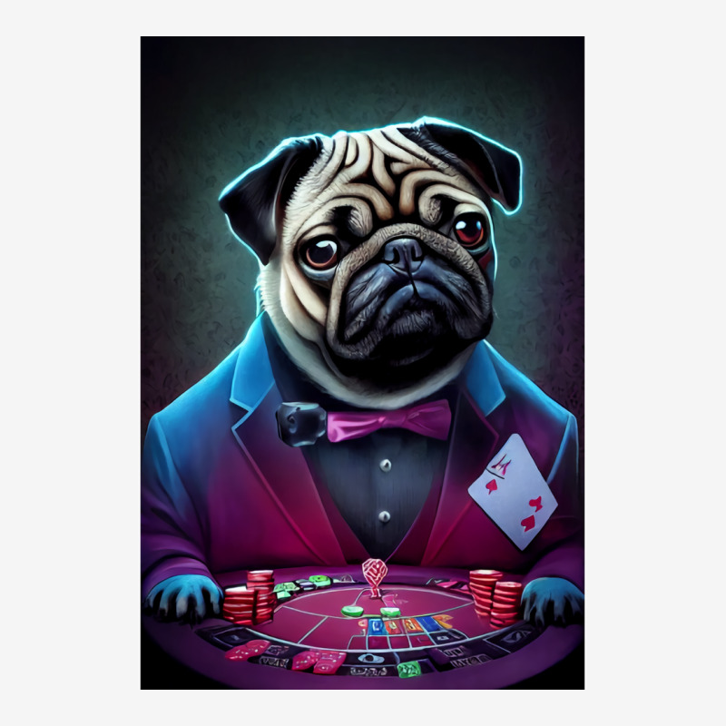 Pug Casino Fancy Dog Gambler Boy Adjustable Cap | Artistshot