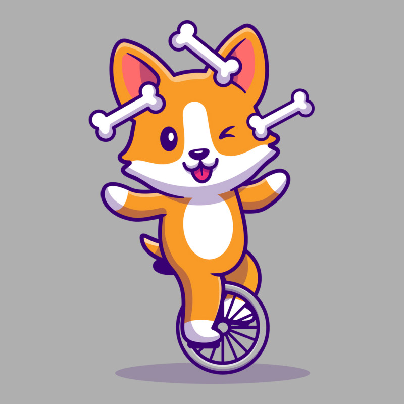 Cute Corgi Playing Bone With Bike Boy Ladies Fitted T-Shirt by eelahafrizaf | Artistshot