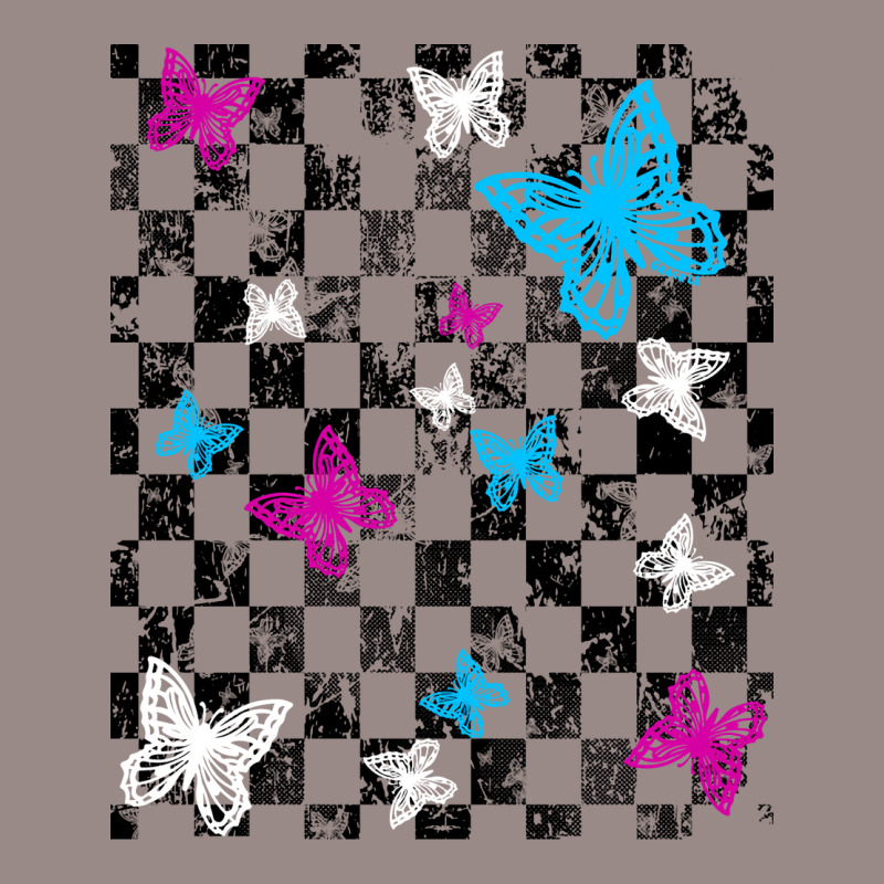 Butterfly Checkerboard Dark Version Blue Vintage T-shirt | Artistshot