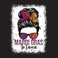 Messy Bun Hair Glasses Beads New Orleans Mardi Gra T-shirt | Artistshot