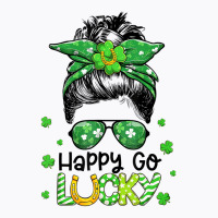 Happy Go Lucky Messy Bun Women Shamrock St Patrick T-shirt | Artistshot