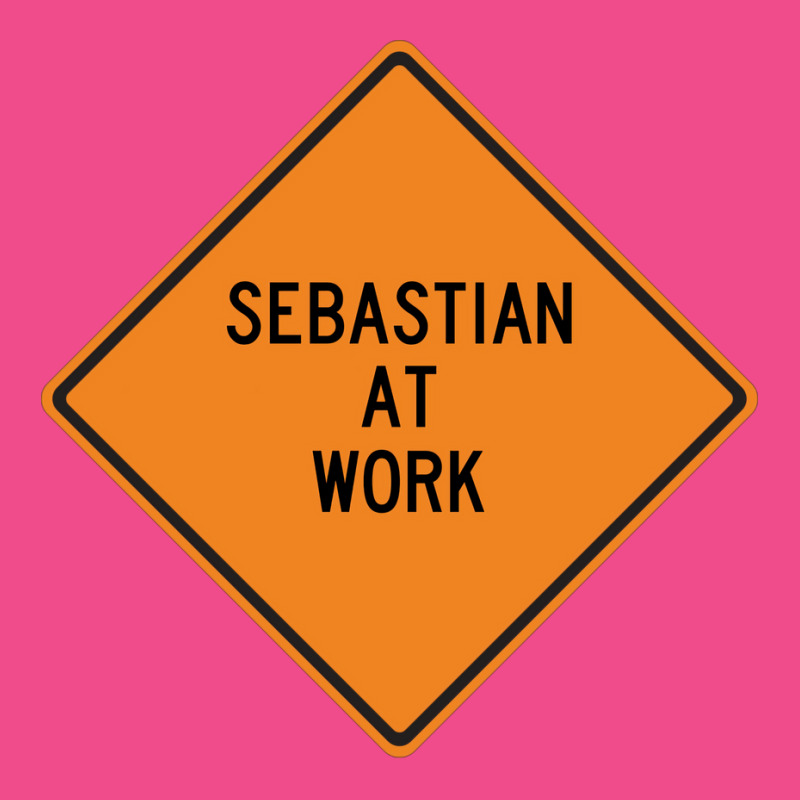 Sebastian At Work Funny Warning Sign Green Crewneck Sweatshirt | Artistshot