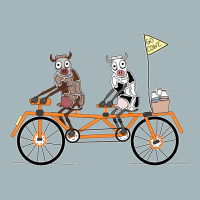 Cows On A Tandem Bike Travel Unisex Sherpa-lined Denim Jacket | Artistshot