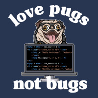 Funny Love Pugs Not Bugs Programmer Pug Lover Gift Men Denim Jacket | Artistshot