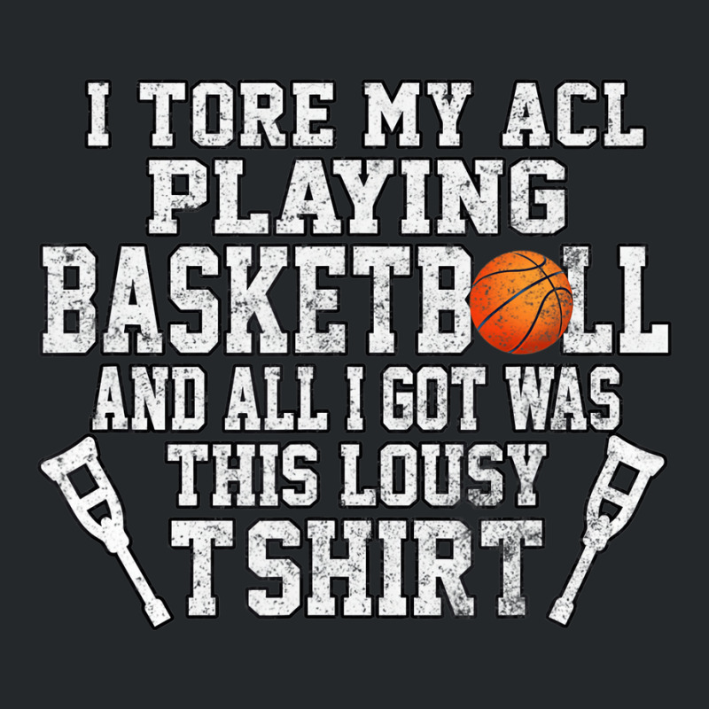 Funny Knee Surgery Torn Acl Basketball Distressed Crewneck Sweatshirt | Artistshot