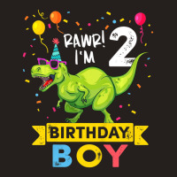 Kids 2 Year Old Shirt 2nd Birthday Boy T Rex Dinos Tank Top | Artistshot