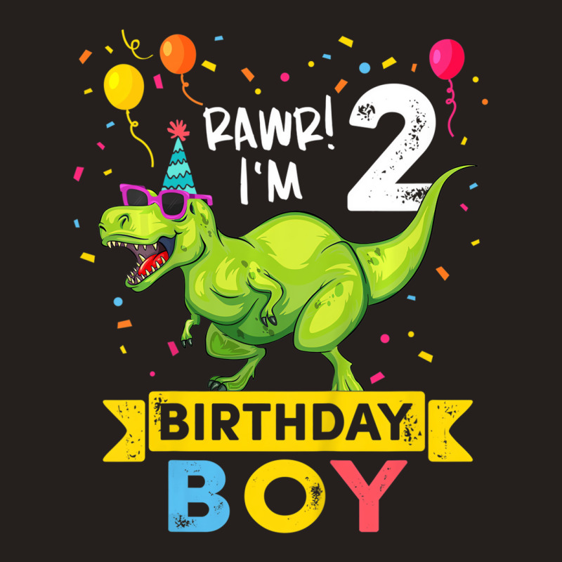 Kids 2 Year Old Shirt 2nd Birthday Boy T Rex Dinos Tank Top by holubarpro | Artistshot