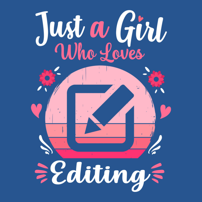 Just A Girl Who Loves Editing Pink Retro Vintage G Ladies Fitted T-Shirt by jonnahguedins | Artistshot