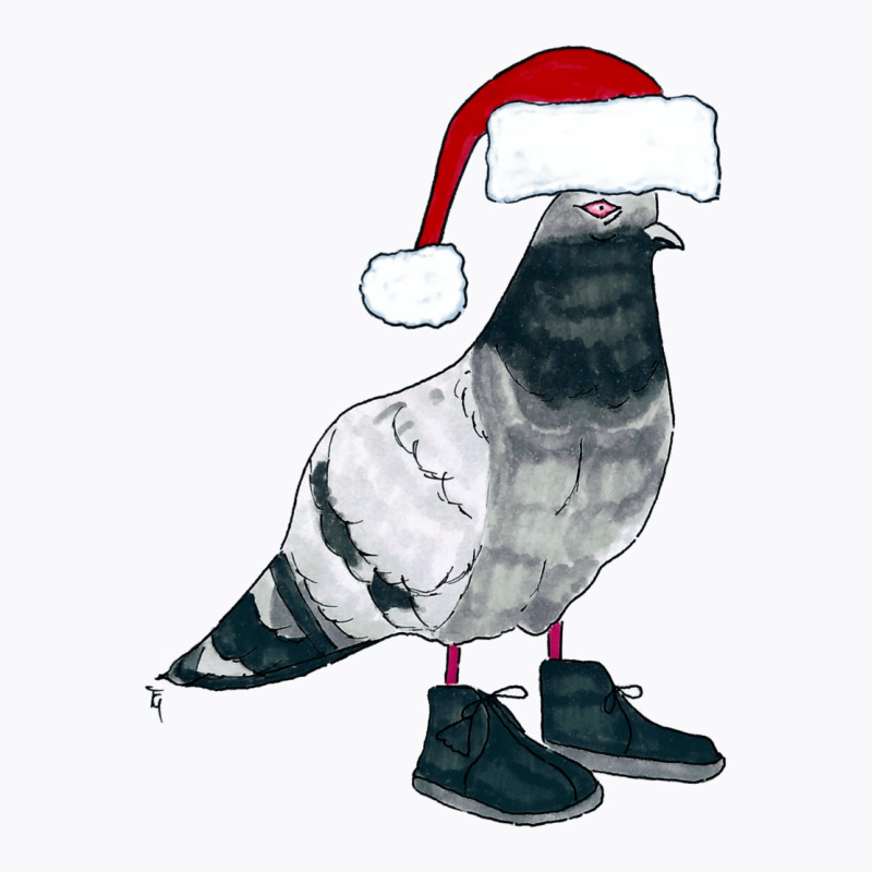 Christmas Pigeon In Santa Hat T-Shirt by ceceliodalisc | Artistshot