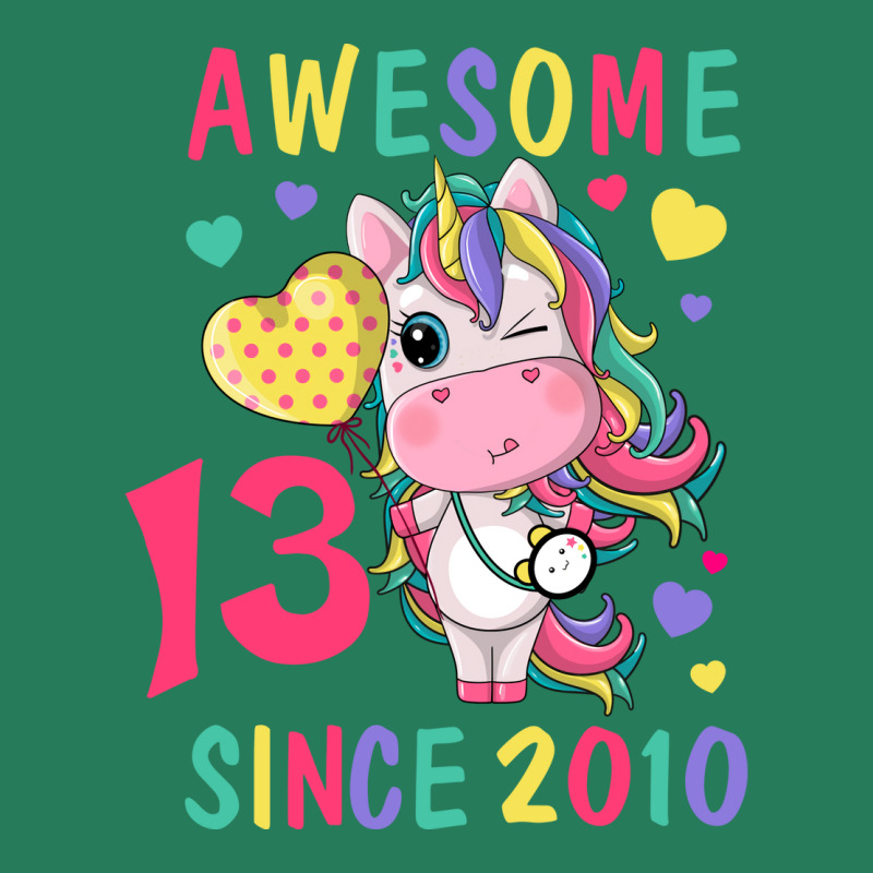 Cute Unicorn Awesome 13th Birthday Since 2010 Retr T-Shirt by nduettstruiki | Artistshot