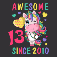 Cute Unicorn Awesome 13th Birthday Since 2010 Retr Vintage Hoodie | Artistshot