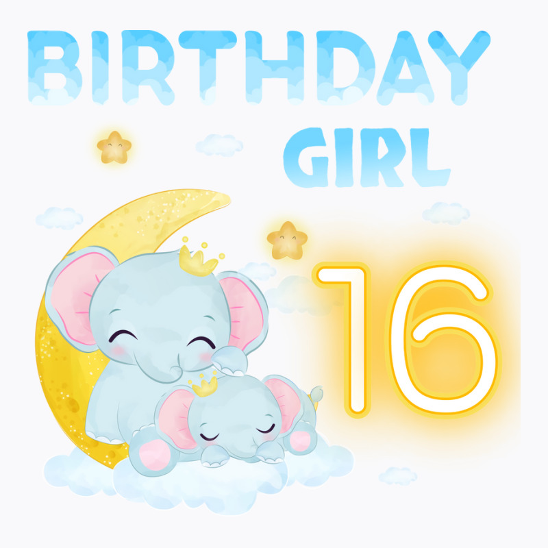 Cute Elephant 16th Birthday Girl Red T-shirt | Artistshot