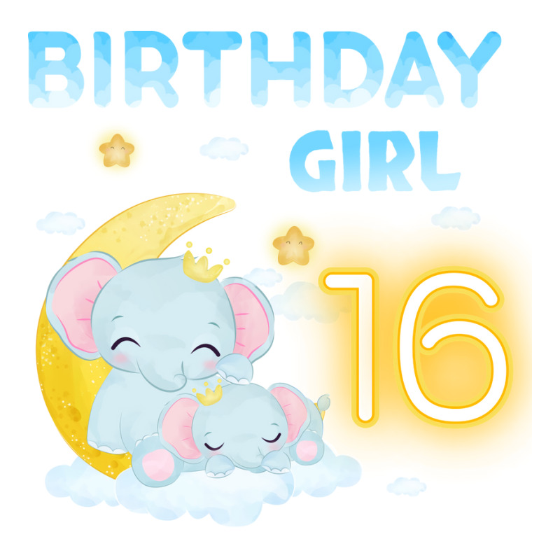 Cute Elephant 16th Birthday Girl Red Zipper Hoodie | Artistshot