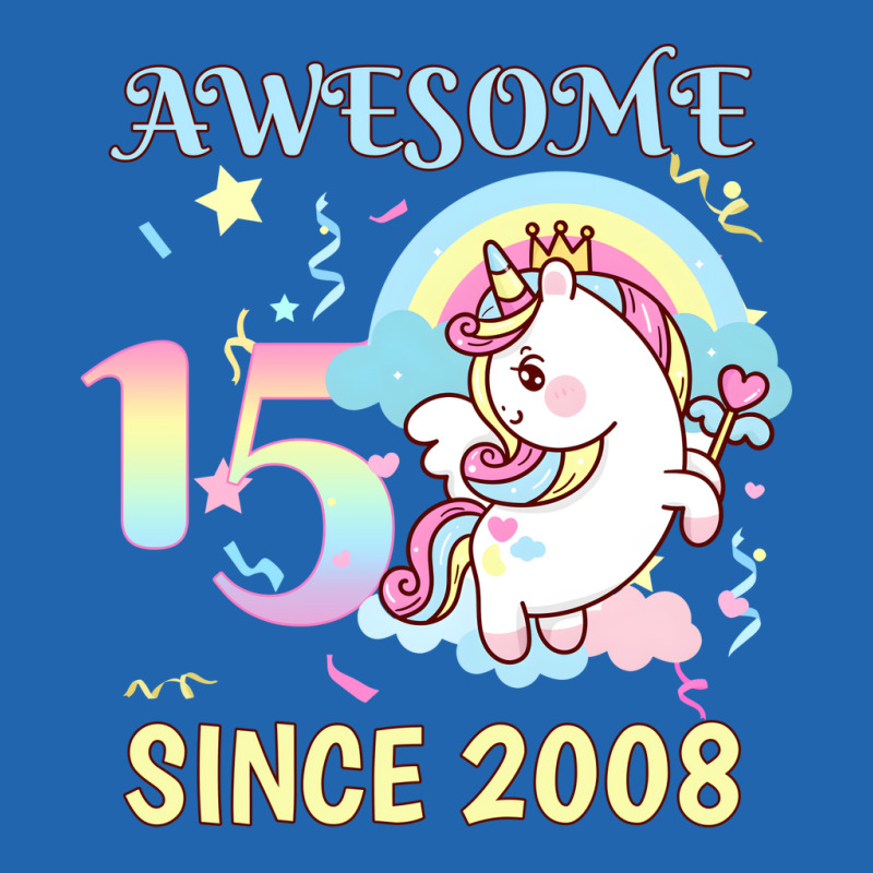 Cute Unicorn Rainbow 15th Birthday Awesome Since 2 Pocket T-shirt | Artistshot