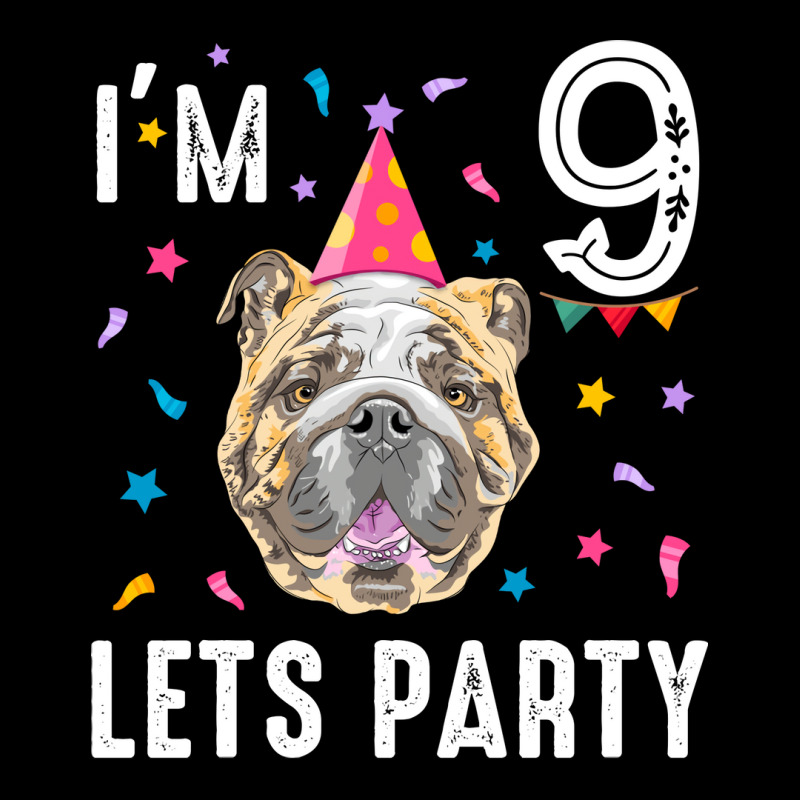 Lets Party 9th Birthday With English Bulldog Cute Men's Long Sleeve Pajama Set | Artistshot