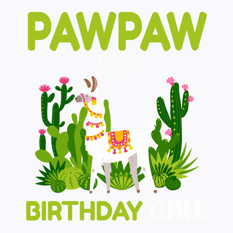 Cute Llamas Pawpaw Of The Birthday Girl Blue T-shirt | Artistshot