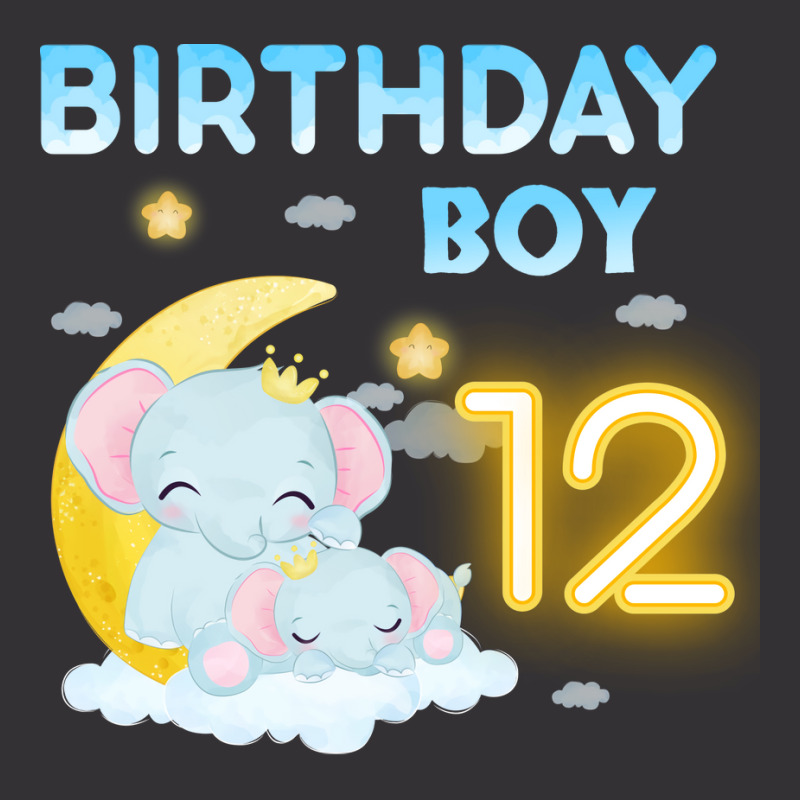 Cute Elephant 12th Birthday Boy Hipster Vintage Short | Artistshot