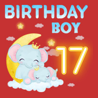 Cute Elephant 17th Birthday Boy Red V-neck Tee | Artistshot