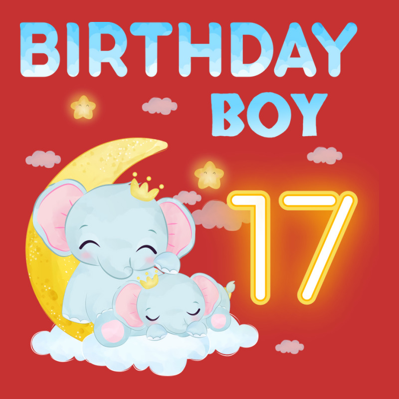 Cute Elephant 17th Birthday Boy Red V-neck Tee | Artistshot