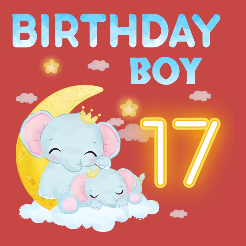 Cute Elephant 17th Birthday Boy Red Zipper Hoodie | Artistshot