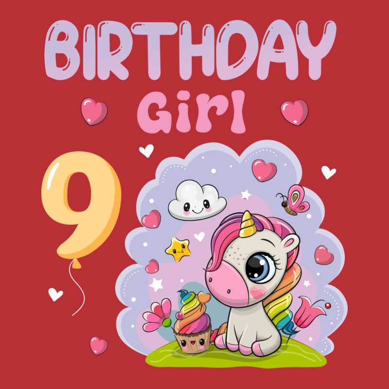 Cute Unicorn 9th Birthday Girl Blue T-shirt | Artistshot