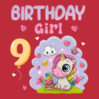 Cute Unicorn 9th Birthday Girl Blue Pocket T-shirt | Artistshot