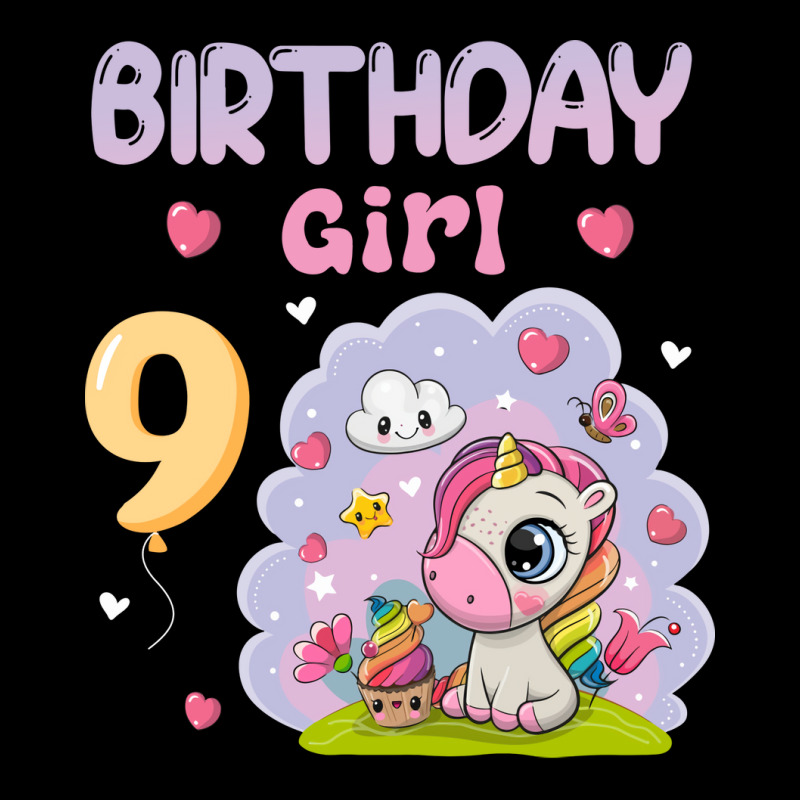 Cute Unicorn 9th Birthday Girl Blue Fleece Short | Artistshot