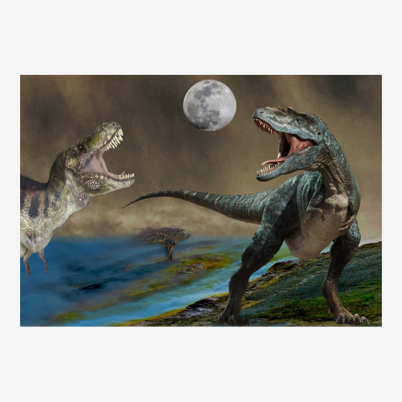 Dinosaurs Fighting Under The Moon Funny Ladies Polo Shirt by gounevsaemahc | Artistshot