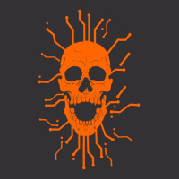 Cyber Skull Orange Vintage Hoodie And Short Set | Artistshot