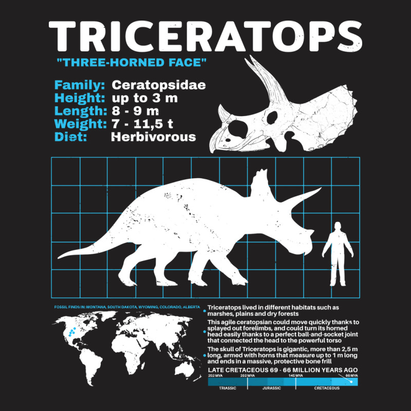 Triceratops Fact Sheet Green T-shirt | Artistshot