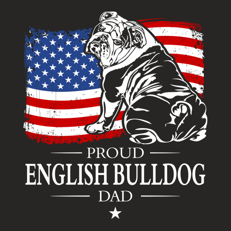 English Bulldog Dad American Flag Patriotic Dog Tu Ladies Fitted T-Shirt by mhirrystarao | Artistshot