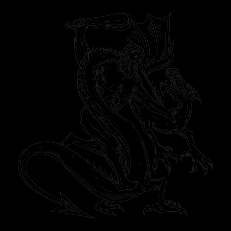 Hercules Grappling Dragon Drawing Black And White Women's V-Neck T-Shirt by riyaznaoakin | Artistshot