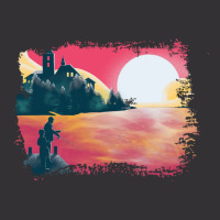 Sunset And Fishing View Landscape Blue Vintage Hoodie | Artistshot