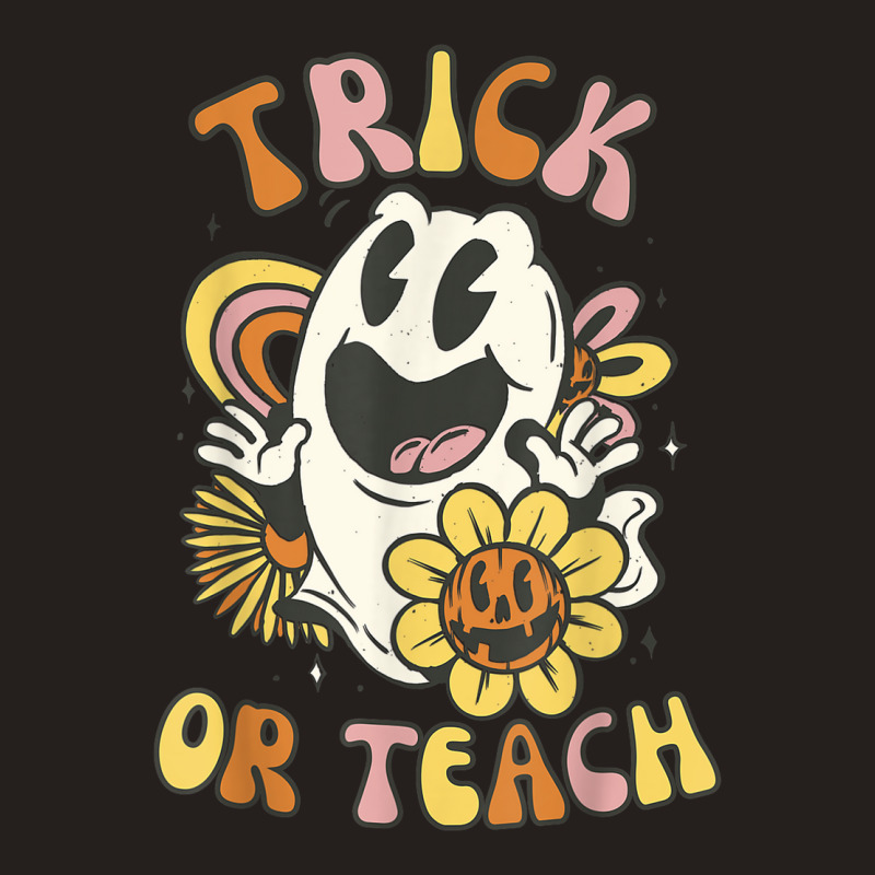 Trick Or Teach Groovy Halloween Floral Ghost 60s 7 Tank Top by Newart | Artistshot