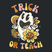 Trick Or Teach Groovy Halloween Floral Ghost 60s 7 Crewneck Sweatshirt | Artistshot