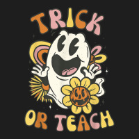 Trick Or Teach Groovy Halloween Floral Ghost 60s 7 Classic T-shirt | Artistshot