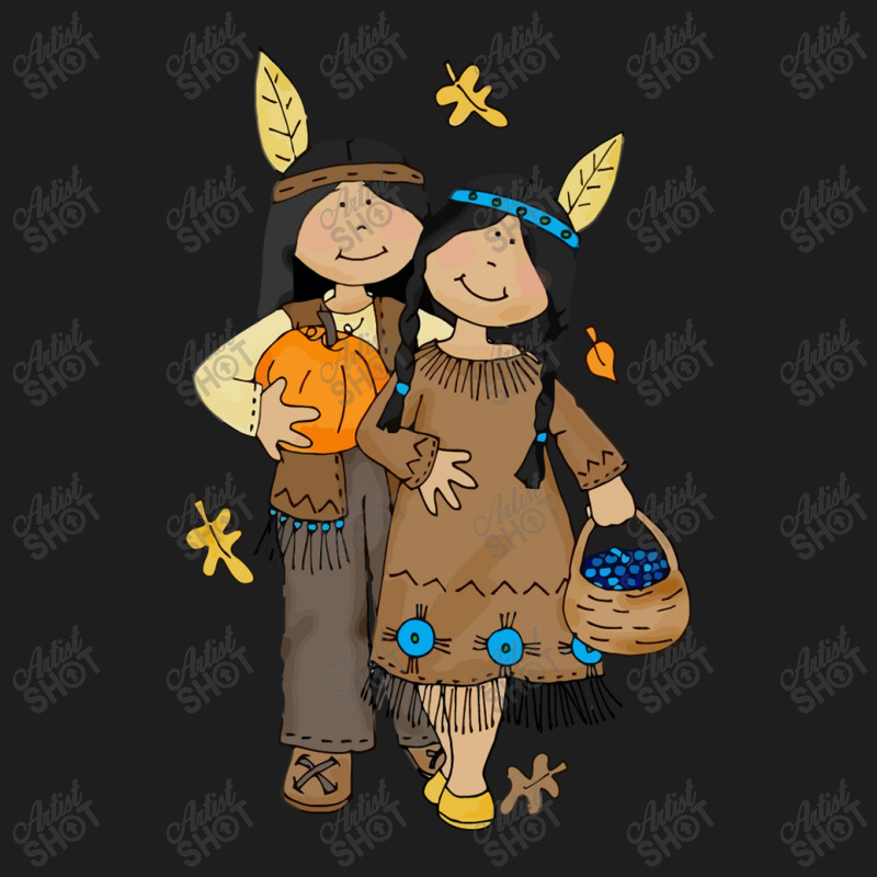 Native Girl And Autumn Leaves Classic T-shirt by veronicastore | Artistshot