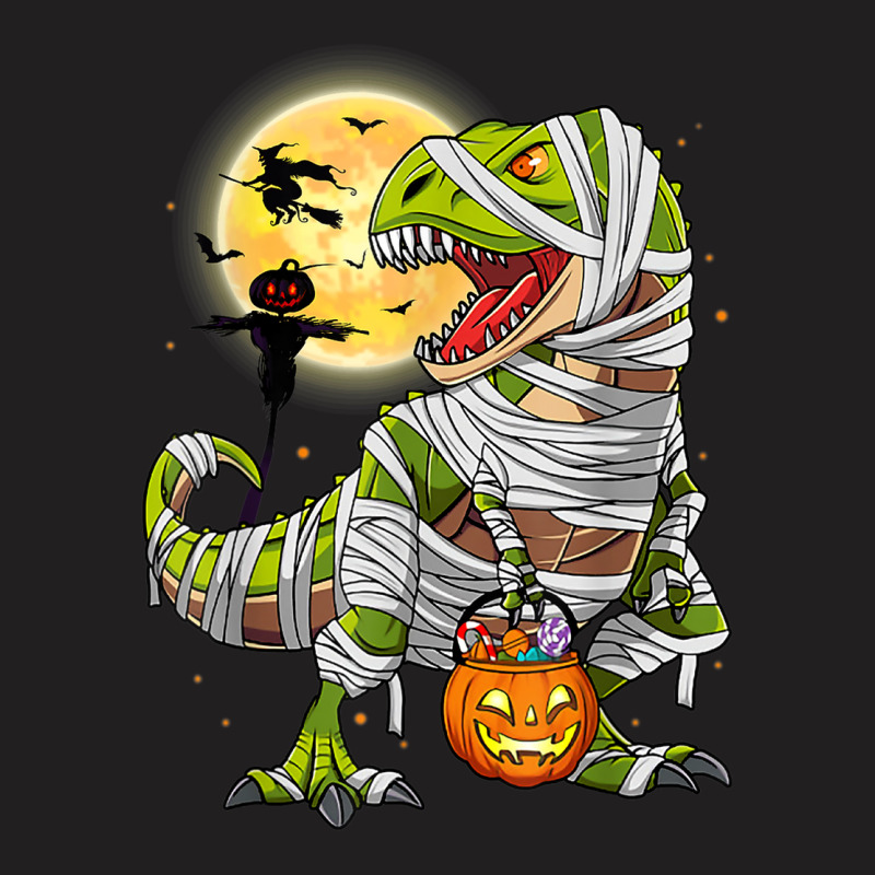 Dinosaur T Rex Mummy Pumpkin With Moon Halloween C T-shirt | Artistshot