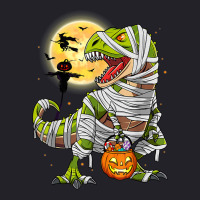 Dinosaur T Rex Mummy Pumpkin With Moon Halloween C Unisex Sherpa-lined Denim Jacket | Artistshot