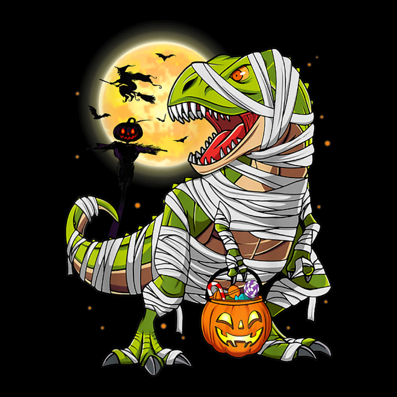 Dinosaur T Rex Mummy Pumpkin With Moon Halloween C Men's 3/4 Sleeve Pajama Set | Artistshot