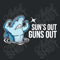 Suns Out Guns Out Funny Muscular Shark Crewneck Sweatshirt | Artistshot