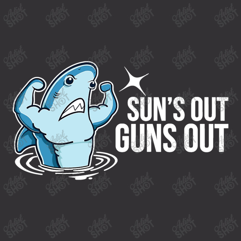 Suns Out Guns Out Funny Muscular Shark Vintage Hoodie by nokwqaart | Artistshot