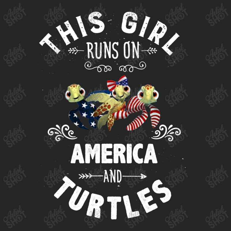 This Girl Runs On America And Turtles American Flag Patriotic 4th Of J Unisex Hoodie by hoainv | Artistshot