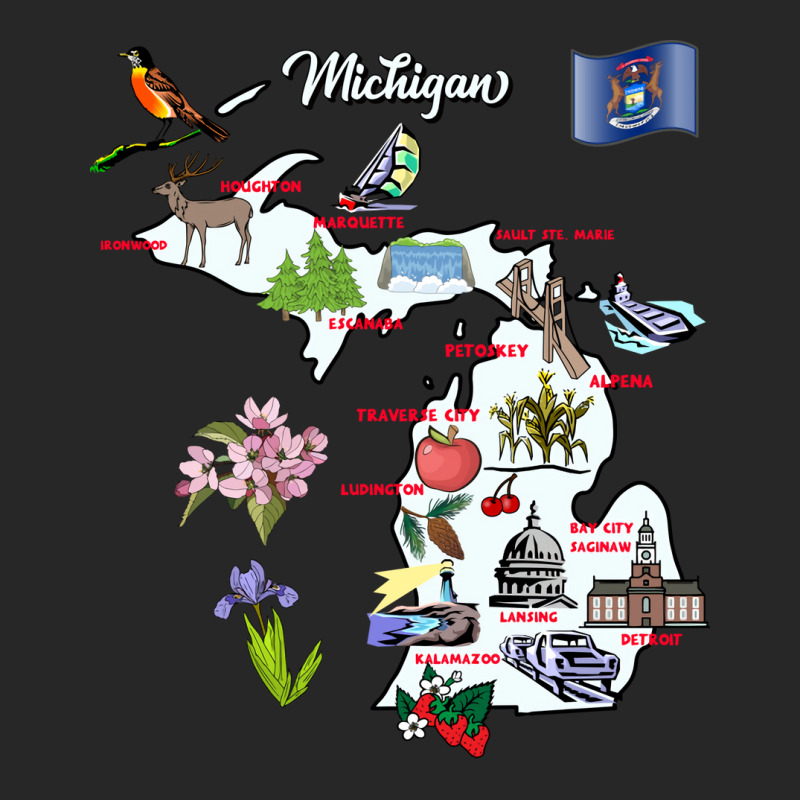 Hand Drawn Illustration Of Michigan Map With Touri Women's Pajamas Set by euribeibibos | Artistshot